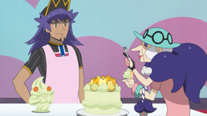 Leon/Lionel presentando su pastel a Sally.