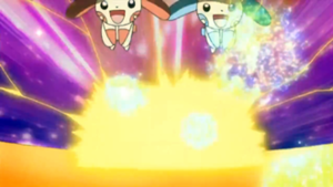 Plusle y Minun usando rayo carga.