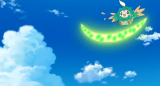Rowlet usando hoja afilada.