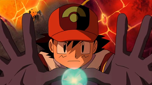 Ash usando su aura interior.