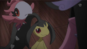 Spritzee y Mawile tristes al ver a Valerie/Valeria.