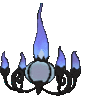 Imagen posterior de Chandelure en Pokémon X, Pokémon Y, Pokémon Rubí Omega, Pokémon Zafiro Alfa, Pokémon Sol, Pokémon Luna, Pokémon Ultrasol y Pokémon Ultraluna