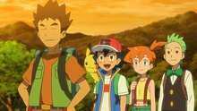 Cilan/Millo junto a Ash, Misty y Brock, el trío de protagonistas original.