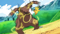 Pikachu haciendo uso de su habilidad electricidad estática.