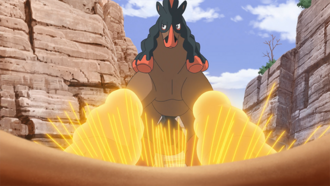 Mudsdale del cazador usando terratemblor.