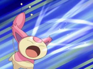 Skitty usando ventisca.