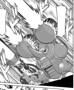 Mega-Heracross de Gurkinn/Mega-Heracross de Cornelio usando Misil Aguja/Pin Misil.