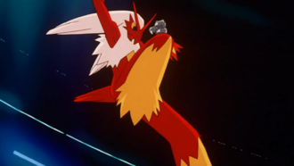 Blaziken usando patada ígnea.