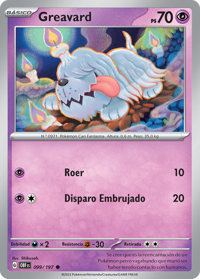 Greavard 100/197 Reverse Holo Common Obsidian Flames Pokemon