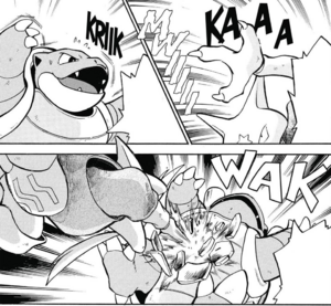 Blastoise de Green/Verde sufriendo anulación.