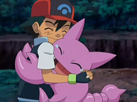 Gligar abrazando a Ash.
