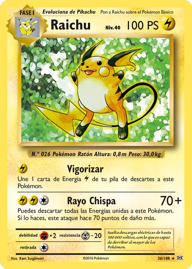Pokemon TCG Card - Raichu RC9 (Generations Set) - Lightning Type, Stage 1, 90 HP