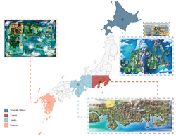 Regiones comparadas con zonas de Japón.