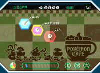 Fondo del Pokémon café con Pansage, Pansear y Panpour.