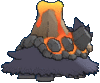 Imagen posterior de Mega-Camerupt variocolor en Pokémon Rubí Omega, Pokémon Zafiro Alfa, Pokémon Sol, Pokémon Luna, Pokémon Ultrasol y Pokémon Ultraluna