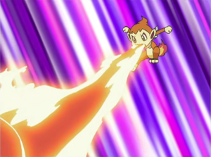 Chimchar usando lanzallamas.