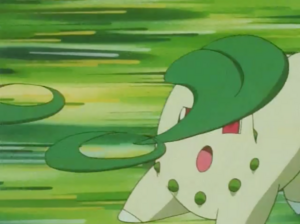 Chikorita usando hoja afilada.