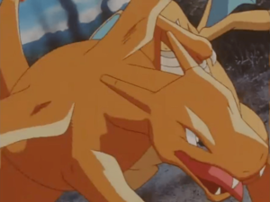 Charizard usando movimiento sísmico.