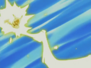 Pikachu usando Impactrueno/Rayo.