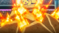 ...para poder abrir la tierra y ocasionar daños al Pikachu de Ash.