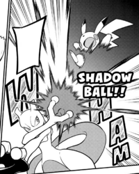 Un Mewtwo usando bola sombra/bola de sombra.