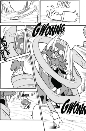 Ditty disfrazado de la mano de su entrenadora para proteger del ataque del Jynx de Lorelei.
