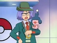 James y Mime Jr. tras ganar la Orientación Pokémon/Gymkhana Pokémon.