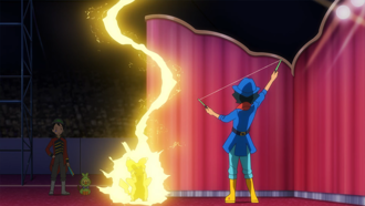 Pikachu de Ash usando rayo.