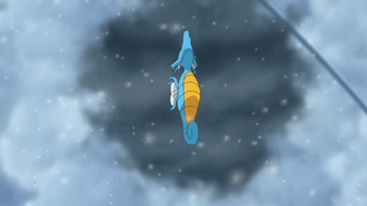 Kingdra de Levi usando Danza de Lluvia/Danza Lluvia.