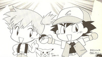 Ash junto con Pikachu y Misty en el manga Magical Pokémon Journey.