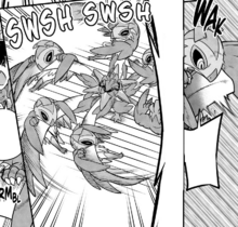 Farfetch’d de Ash usando giro vil.