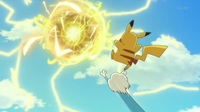 Pikachu usando bola voltio en un flashback.