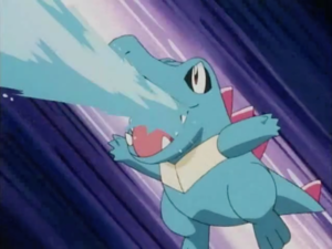 Totodile usando pistola agua.