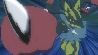Mega-Lucario variocolor de Rod usando Garra de Metal/Garra Metal.