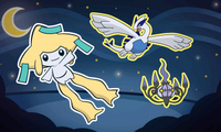 Los tres integrantes del curso intermedio en Pokémon Art Academy.