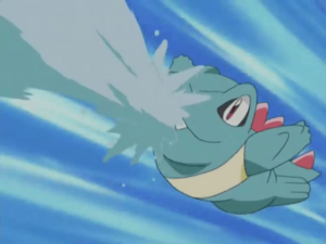 Totodile usando Chorro de Agua/Pistola Agua.