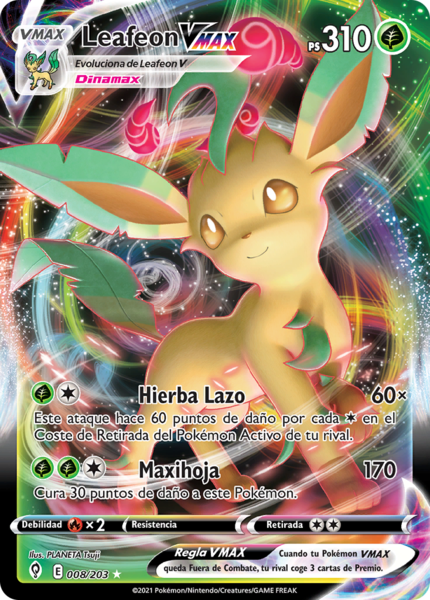 Archivo:Leafeon VMAX (Cielos Evolutivos 8 TCG).png