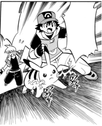 Pikachu de Ash usando rayo/atactrueno en el MP09.
