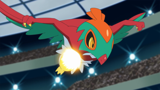 Hawlucha de Bea/Judith usando patada salto alta.