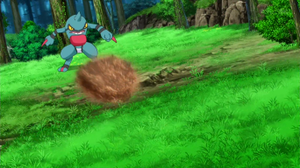 Un Toxicroak usando Bomba de Lodo/Bomba Fango.
