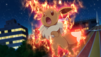 Eevee de Chloe usando copión de tipo fuego.