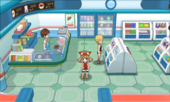 Interior de una tienda Pokémon en Pokémon Rubí Omega y Pokémon Zafiro Alfa.