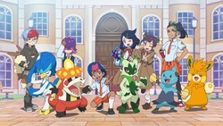 Foto de Liko, Rod, Doti, Ann , Noa y Mencía en la Academia Naranja mostrada en el EP1304.