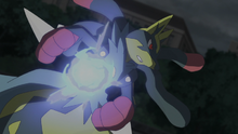 Mega-Lucario variocolor usando cañón resplandor.
