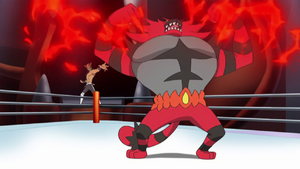 Incineroar de Royale usando corpulencia.