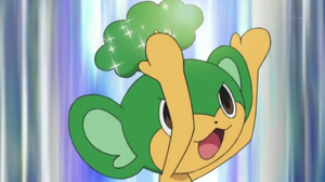 Pansage usando rayo solar.