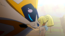 Nebby/Nebulilla junto a Lillie/Lylia.