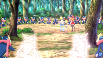 Greninja usando doble equipo.