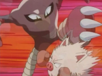 Hitmonlee usando patada giro.