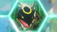 Rayquaza dándole a Kleavor el mensaje de Zygarde.